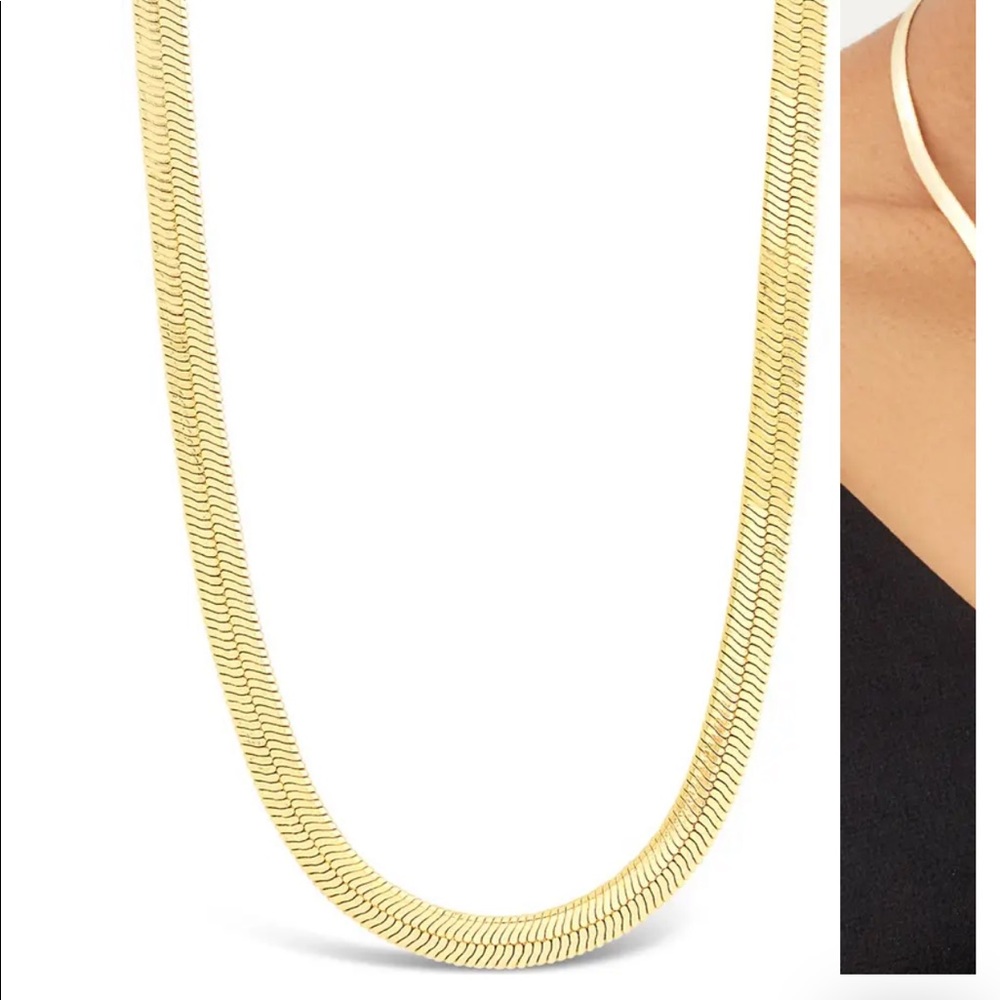 14K Gold Plated Herringbone Chain Necklace